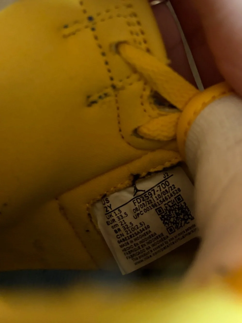 Nike Air Jordan Blue and Yellow High-Top Sneakers - Picture 3 of 4